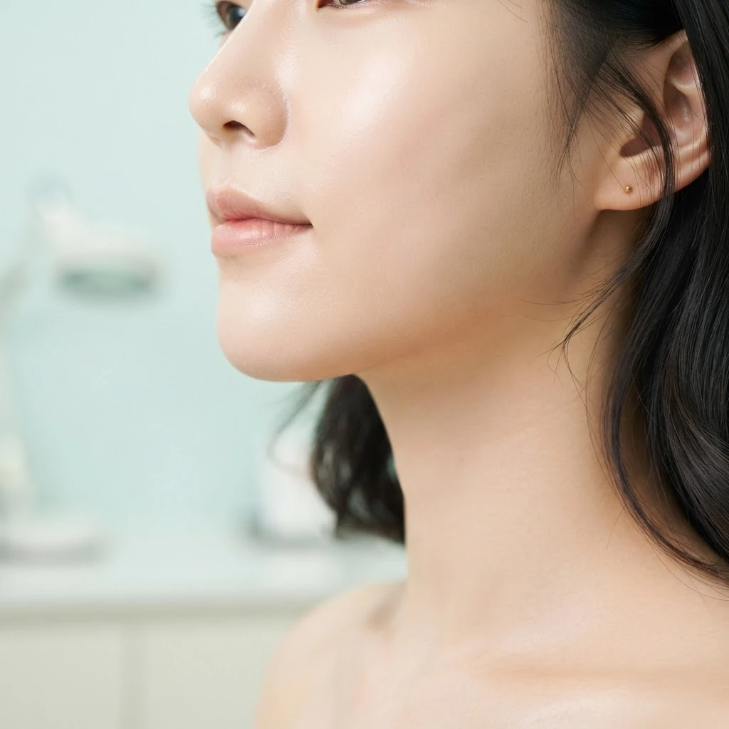 레이저 제모 전 피부 상태를 확인하는 모습